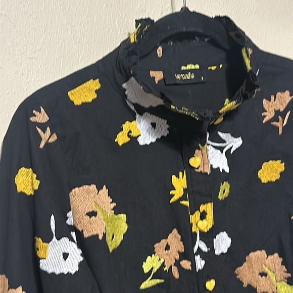 Veroalfie Nina Black Floral Embroidered Dress with Heart Buttons‎ Size 2 - Picture 2 of 11